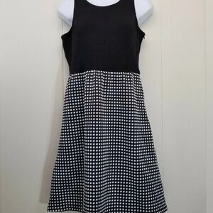Anthropologie Tabitha Black and White Check A-Line Dress Sleeveless Scoop Neck